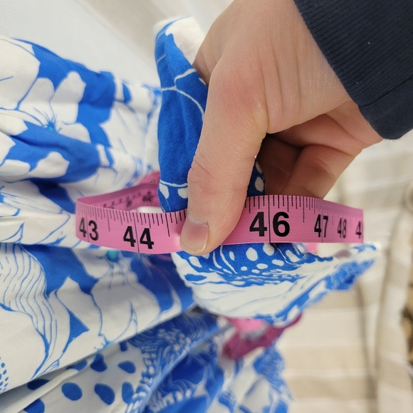 Polagram Floral Midi Dress Blue‎ White Size 2XL Modest - Picture 7 of 12